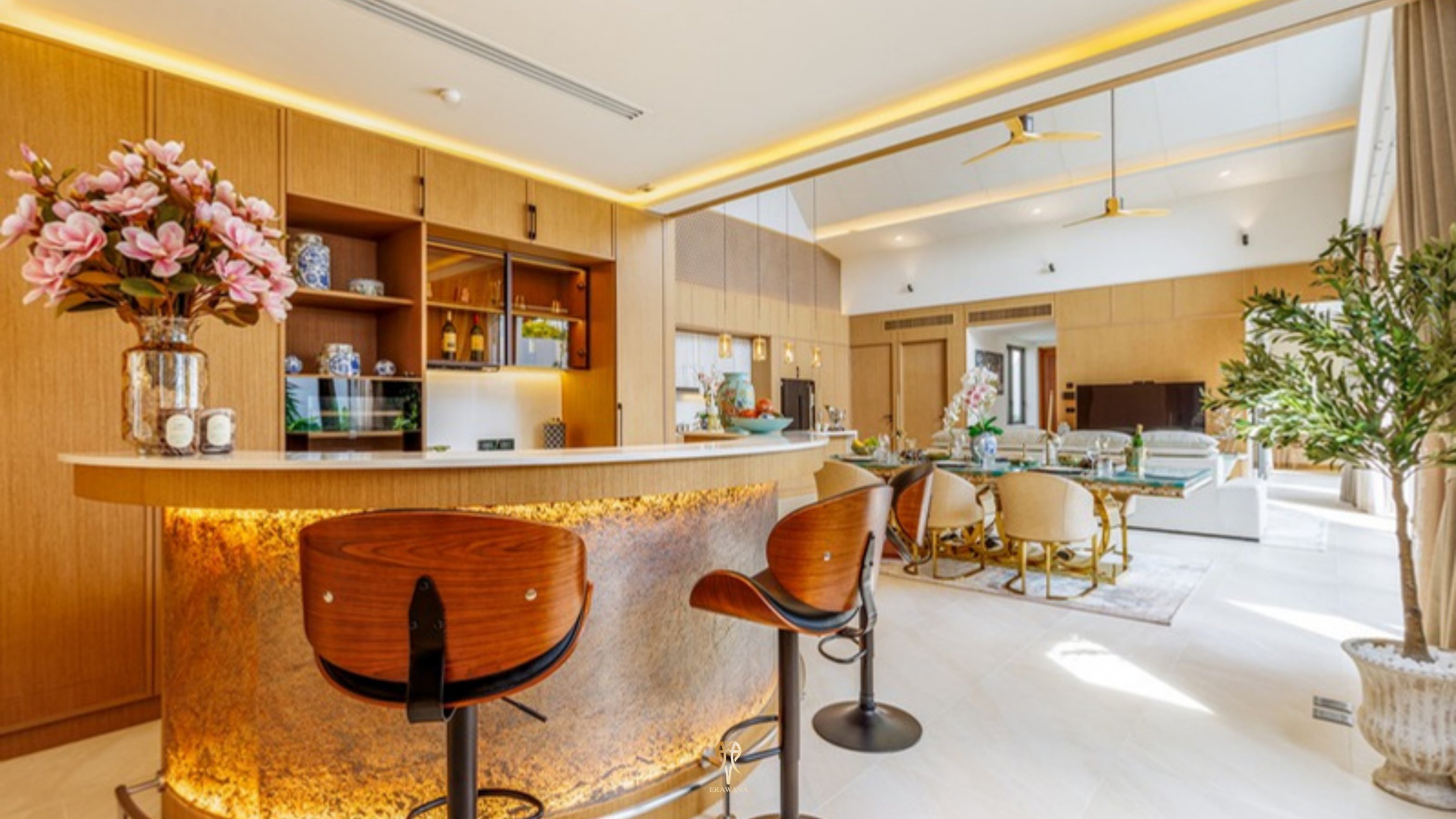 Western kitchen with breakfast bar